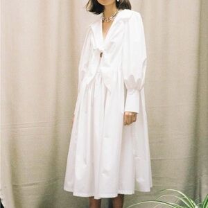 100% Cotton White Midi Dress